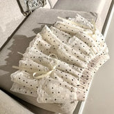 Korean Sweet Dot Lace Bow Mini Skirt Y2k Harajuku A-line Skirt Girl Elastic High Waist Cake Skirts